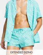 Asos Design Swim Shorts With Zebra Print Super Short Length - Part Of A Set-green