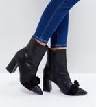 The March Black Snake Bow Detail Heeled Ankle Boots - Black