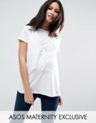 Asos Maternity Nursing Knot Front T- Shirt - White