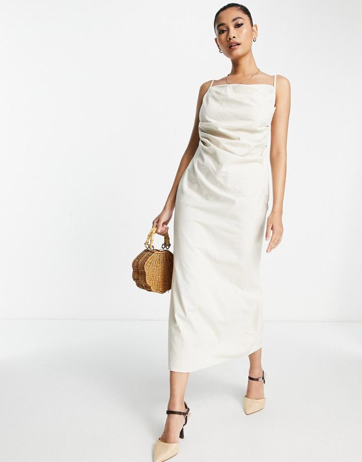 Pretty Lavish Keisha Ruched Midaxi Dress In Sand-neutral
