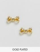 Ted Baker Rose Gold Olitta Mini Opulent Pave Bow Earrings - Gold