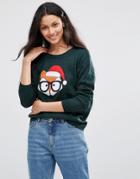 Brave Soul Foxy Holidays Sweater - Green