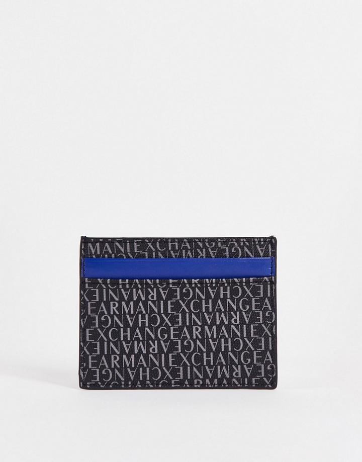Armani Exchange Card Holder In Logo Print-black