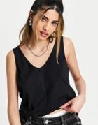 Asos Design Ultimate Tank Top With Scoop Neck In Cotton In Black - Black