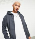 Russel Athletic Zip Through Hoodie In Charcoal Heather-grey