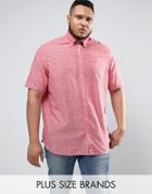 Tommy Hilfiger Plus Short Sleeve Shirt Buttondown Cotton Linen In Red - Red