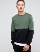 Hoxton Denim Sweatshirt Cut And Sew - Black