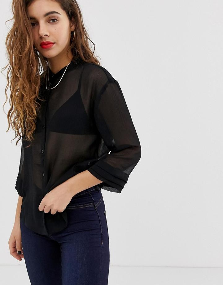 Pieces Jessie Sheer Shirt - Black