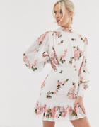Asos Edition Embroidered Mini Dress With Pephem - Multi