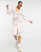Y.a.s Midi Dress With Puff Sleeve And Side Split In Animal Print-multi