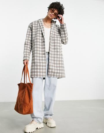 Bando Crombie Check Coat-gray