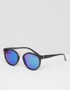 Mango Brow Bar Mirrored Lense Sunglasses - Black