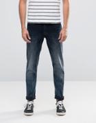 Asos Stretch Slim Jeans In Blue Black Wash - Blue