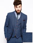 Asos Skinny Fit Suit Jacket In Blue Dogstooth - Blue