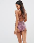 Missguided Paisley Swimsuit With Back Detail - Multi