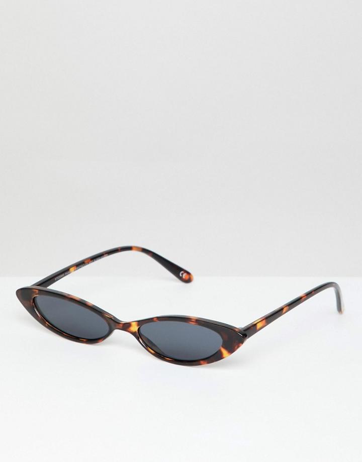 Asos Design Small Cat Eye Fashion Glasses - Brown