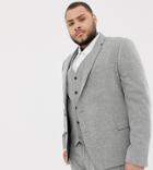 Asos Design Plus Wedding Skinny Suit Jacket In Gray Cross Hatch - Beige