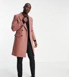 Gianni Feraud Tall Double Breasted Wool Blend Coat-brown