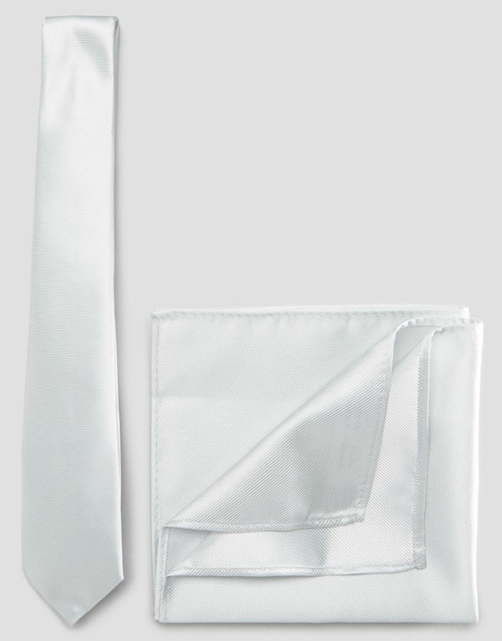 Asos Wedding Tie And Pocket Square Pack Light Stone - Light Stone