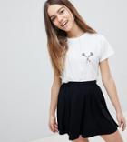 Asos Design Petite T-shirt With Tattoo Flower - White
