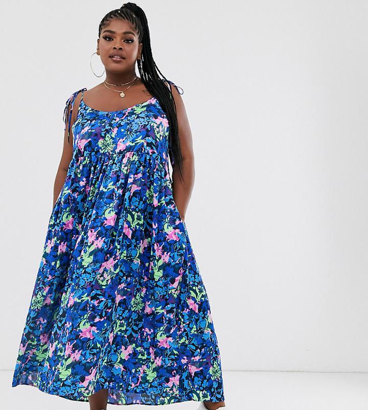 Collusion Plus Cami Oversized Smock Dress-multi