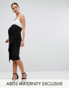 Asos Maternity Over The Bump Wrap Midi Skirt - Black