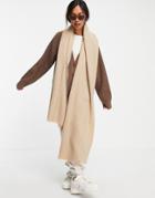 Asos Design Recycled Blend Scarf With Raw Edge In Stone-neutral