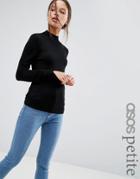 Asos Petite Sweater With Turtleneck In Soft Yarn - Black
