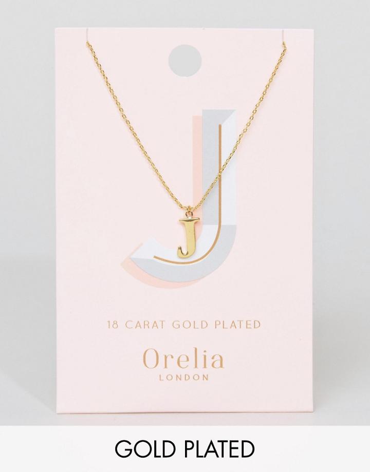 Orelia Gold Plated Large J Initial Necklace - Gold