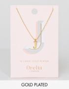 Orelia Gold Plated Large J Initial Necklace - Gold