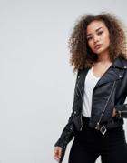 Parisian Faux Leather Jacket - Black