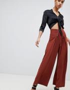Parallel Lines Wide Leg Pants With Corset Detail - Red
