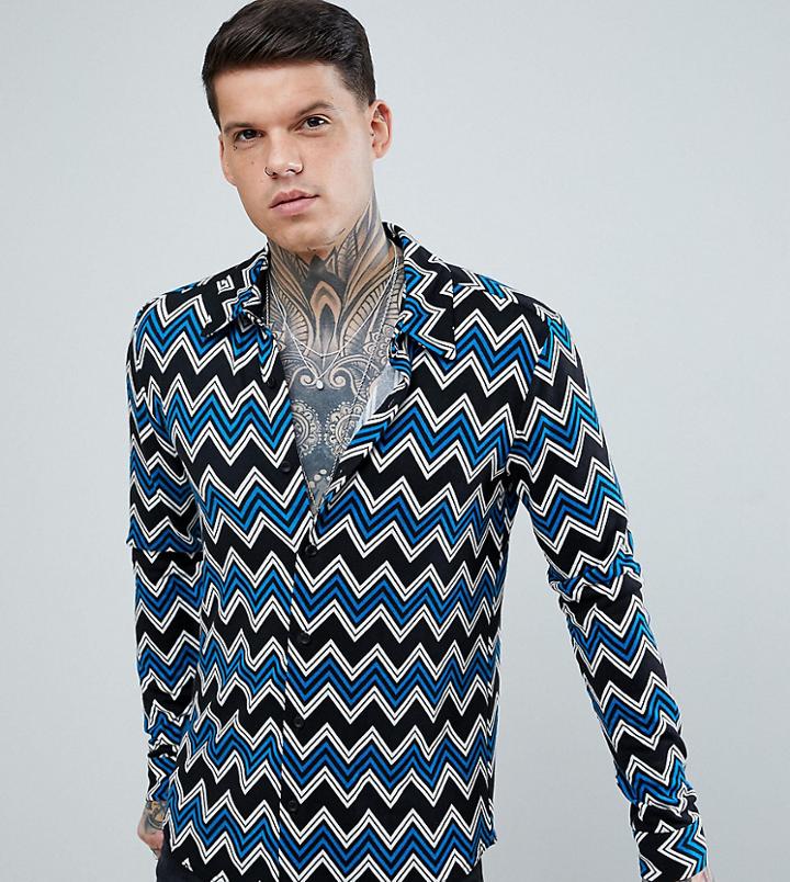 Reclaimed Vintage Inspired Muscle Shirt In Black Zig Zag - Black