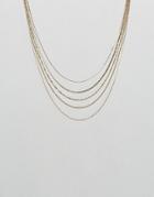 Nylon 4 Layered Necklace - Gold