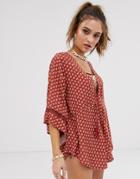 Rip Curl Saffron Skies Beach Kimono In Rust-brown