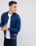 Hollister Full Zip Sweat Bomber In Blue - Navy