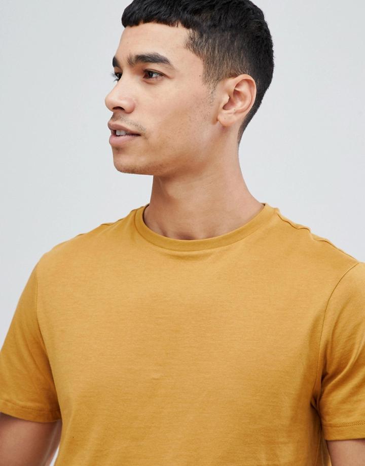 New Look T-shirt With Crew Neck In Mustard - Yellow