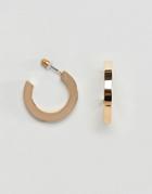 Asos Design Square Edge Hoop Earrings - Gold