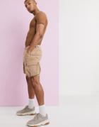 Asos Design Slim Cargo Shorts In Washed Brown