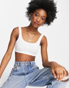 Monki Fatima Ribbed Crop Tank Top In White