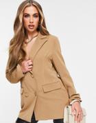 4th & Reckless Stitch Detail Oversized Blazer Dress In Camel-neutral