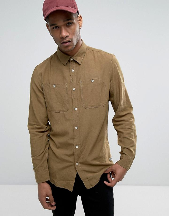 Jack & Jones Vintage Shirt In Slim Fit With Military Pockets - Green