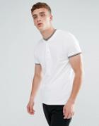 Asos Pique Baseball Tee With Tipping In White - Multi