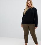 Asos Curve Skinny Chino Pants With Roll Up Hem In Khaki - Green