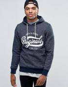 Jack & Jones Hooded Sweat With Front Logo - Navy
