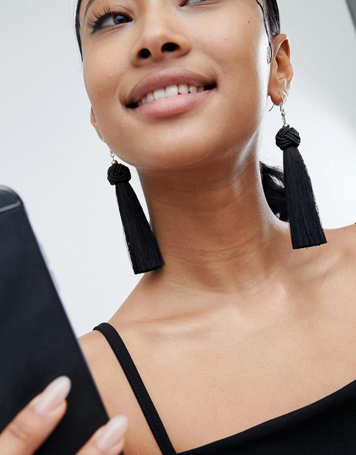 Lasula Statement Tassel Earring - Black