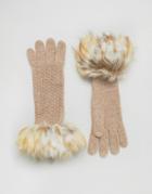 Alice Hannah Woven Stitch Knit Gloves - Gray
