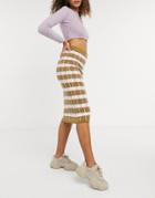 Y.a.s Knitted Body-conscious Skirt In Khaki And Purple Check - Part Of A Set-multi