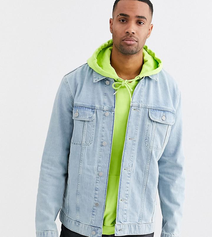 Asos Design Tall Oversized Denim Jacket In Light Wash