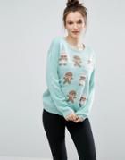Brave Soul Gingerbread Man Holidays Sweater - Green
